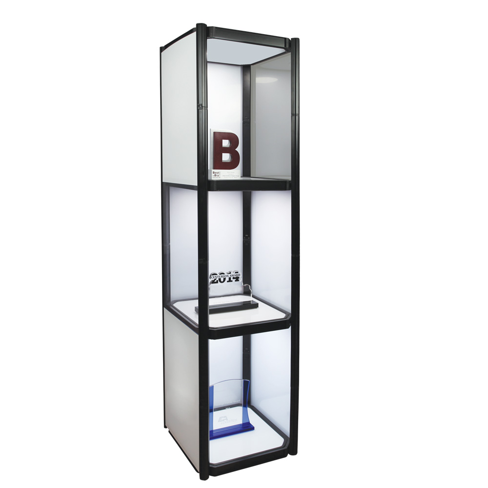 Twist Portable 3 Shelf Display Cabinet - Trade Show Mechandizing