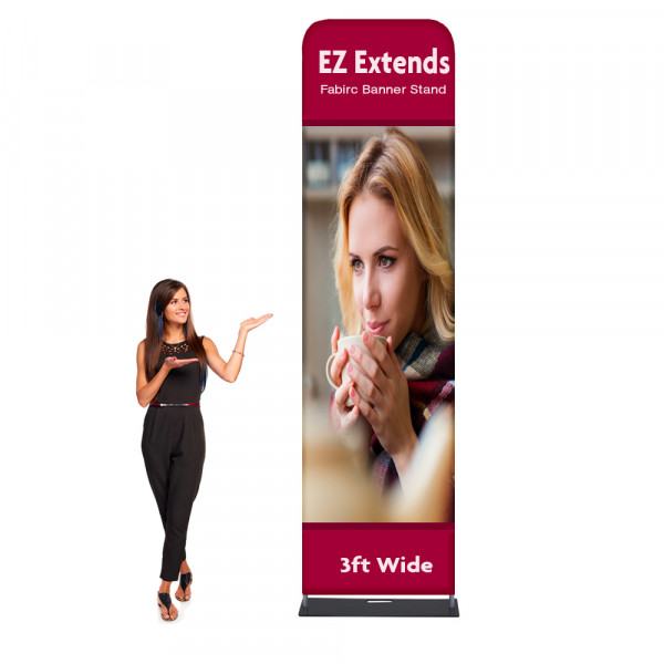 EZ Extends Portable Fabric Banner Stand 3 ft wide x 11.5 ft tall 