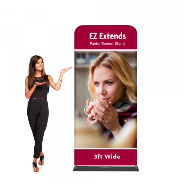 EZ Extends Fabric Banner Stand 3 ft wide x 7.5 ft tall 