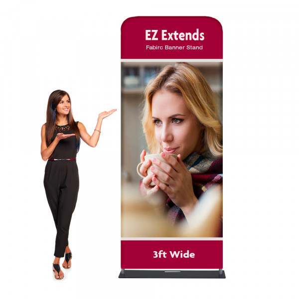 EZ Extends Fabric Banner Stand 3 ft wide x 8.5 ft tall 