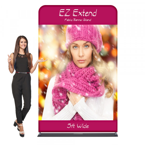 EZ Extend Fabric Banner Display Stand 5 ft wide x 8.5 ft tall 