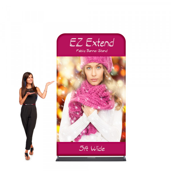 EZ Extend Fabric Banner Display Stand 5 ft wide x 9.5 ft tall 