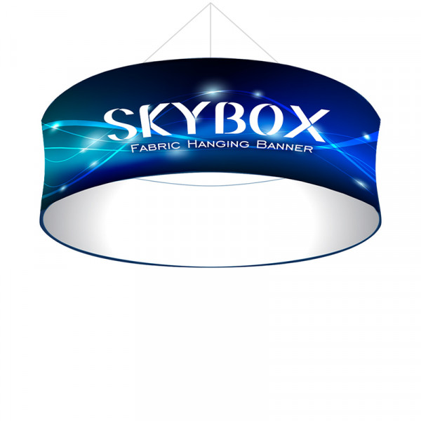 Skybox Round Banner Hanging Display 10’w x 42h with Fabric Graphics 