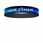 Skybox Circle Hanging Banner 12’w x 24in high with Custom Printed Graphics