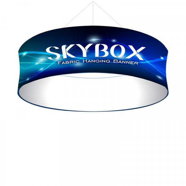 Skybox Round Banner Hanging Display 12’w x 42h with Fabric Graphics
