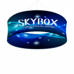 Skybox Round Banner Hanging Signage 12’w x 4’h with Custom Graphics 