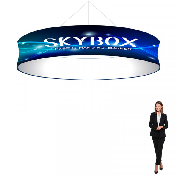 Skybox Circle Ceiling Banner 15’w x 32in with Printed Fabric Graphics 