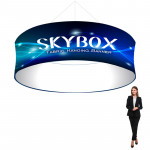 Skybox Round Banner Hanging Signage 15’w x 4’h with Custom Graphics 