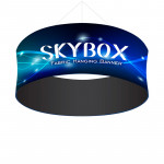 Skybox Large Circle Hanging Display 15’w x 5’h with Printed Fabric Banners 