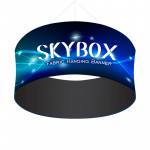 Skybox Round Hanging Banner 15'W x 72”H with Custom Printed Graphics