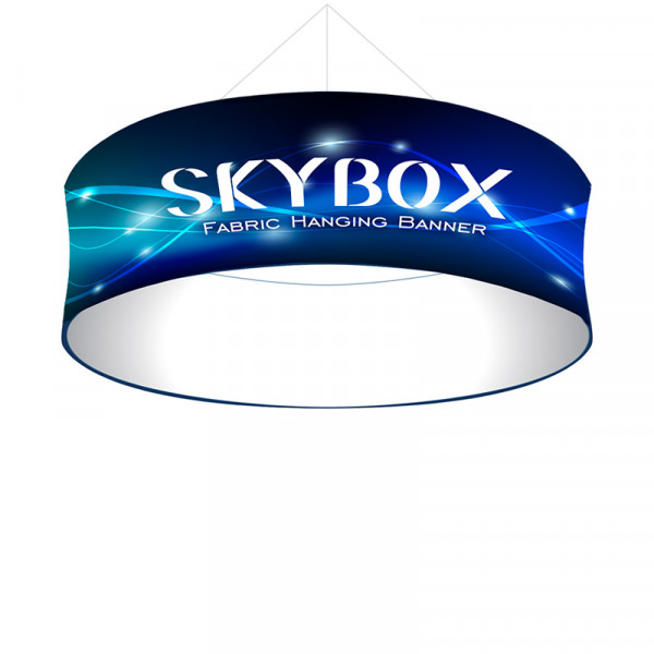 Skybox Round Hanging Sign 8’w x 36h with Stretch Fabric Graphics 