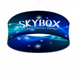 Skybox Round Banner Hanging Display 8’w x 42h with Fabric Graphics 