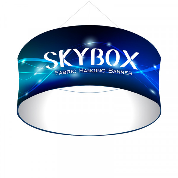 Skybox Round Banner Hanging Signage 8’w x 4’h with Custom Graphics