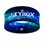 Skybox Round Banner Hanging Signage 8’w x 4’h with Custom Graphics