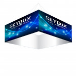 Skybox Square Hanging Sign 8’w x 36h with Stretch Fabric Graphics 
